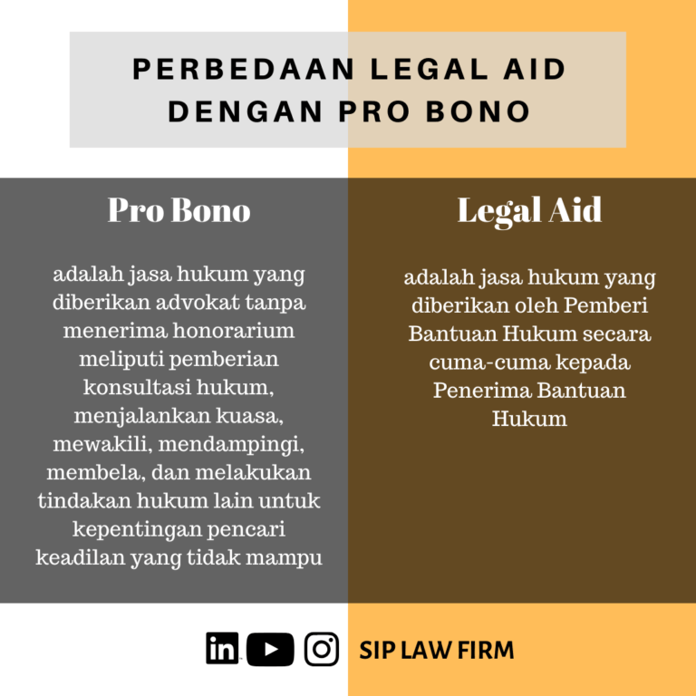 Perbedaan Legal Aid Dengan Pro Bono | SIP Law Firm