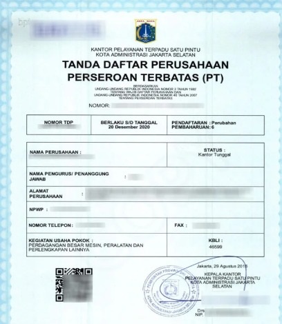 tanda daftar perusahaan